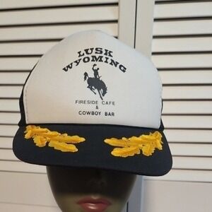 Civic Caps Lusk Wyoming Fireside Cafe Cowboy Bar Trucker Hat Scrambled egg Black